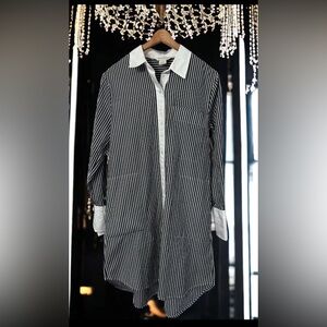 Club Monaco Striped Relaxed Shirt Dress Size M Professional